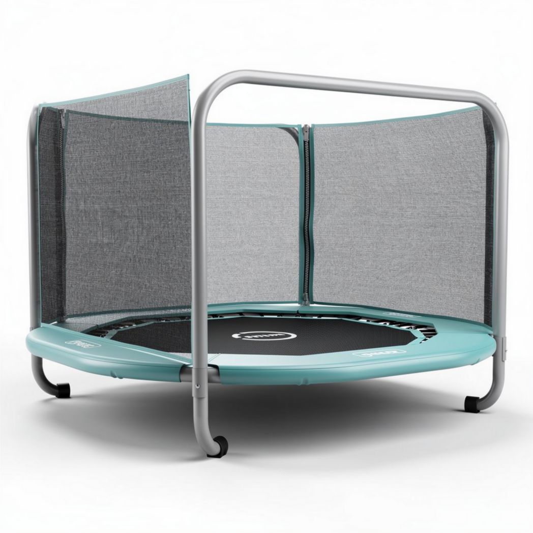 Enclosed trampoline with safety net 150 x 150 x 110cm for outdoor use