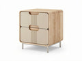 Wooden nightstand with two drawers and metal legs 45 x 40 x 50cm