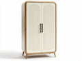 Wooden wardrobe with ribbed doors and black handles 90 x 45 x 180cm
