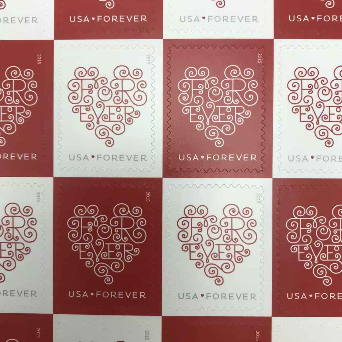 2015 Red and White Love Forever Stamps(5 Books 100pcs)