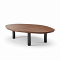 Oval wooden coffee table with black metal legs 120 x 80 x 30cm