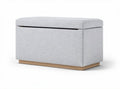 Upholstered storage bench with soft gray fabric and wooden base 80 x 40 x 45cm