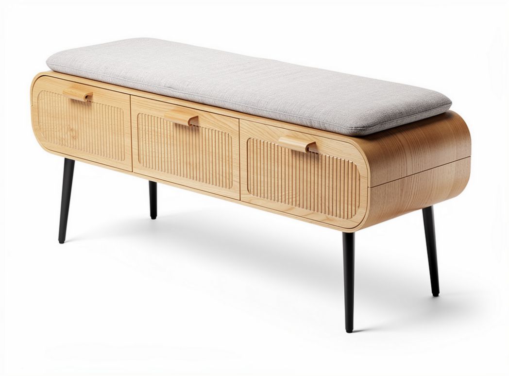 Leather storage bench 200 x 50 x 40cm for living room furniture in black