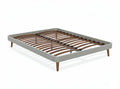 Wood slat bed frame with sturdy support in neutral gray color 200 x 160 x 30cm