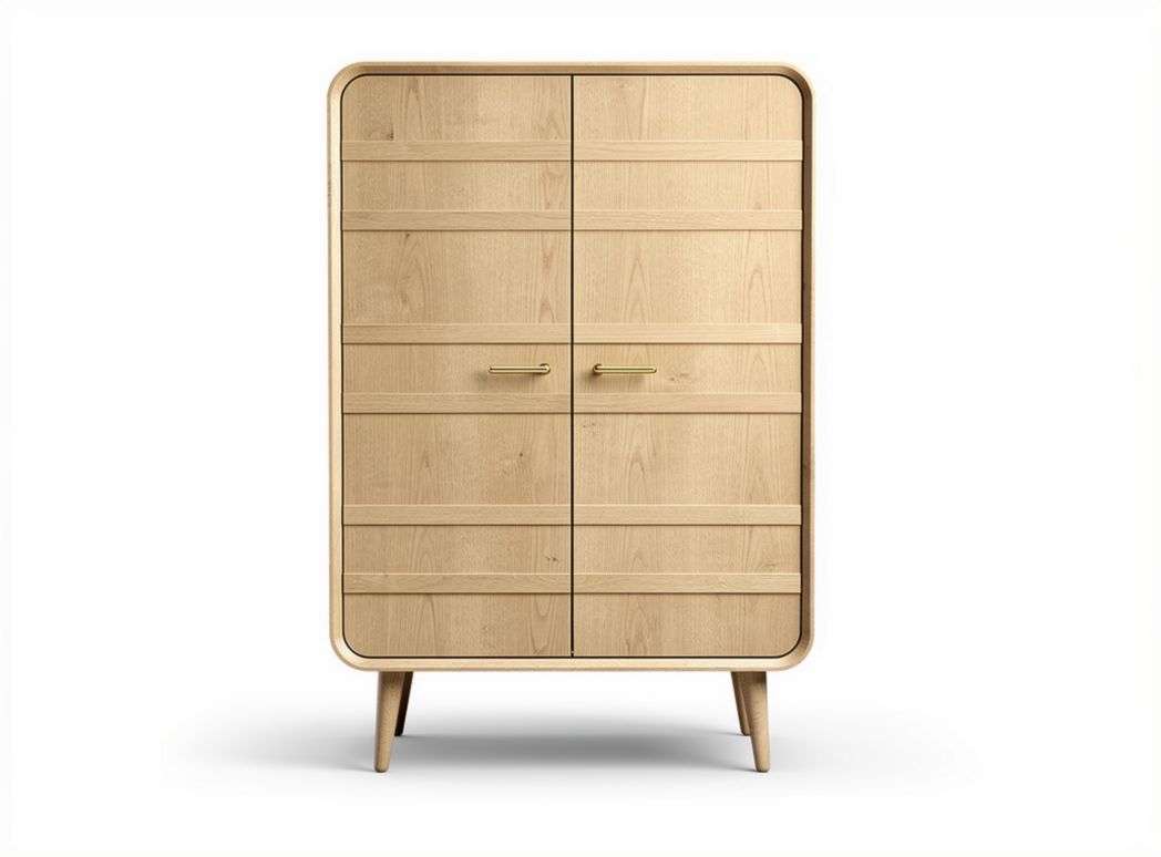 Wooden storage cabinet with four drawers and two doors 90 x 50 x 120cm
