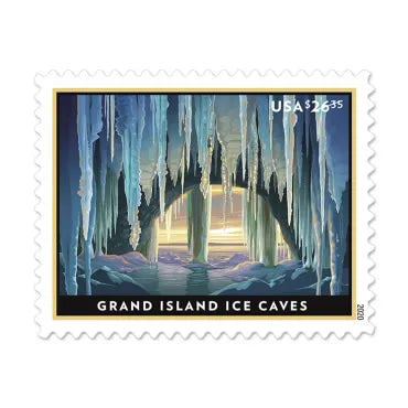 $26.35 Grand Island Ice Caves Stamps – Priority Express Mail -(20 Pcs 5 Sheets)