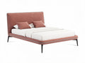 Upholstered bed frame with padded headboard and two decorative pillows 202 x 162 x 100cm