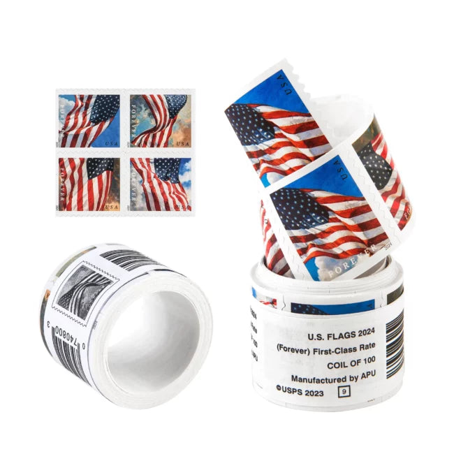 Flag Forever Stamps  – 50 Rolls Coil -(Self-Adhesive)  – 5000 Stamps -(2017-50 Roll of (5000 Pcs))