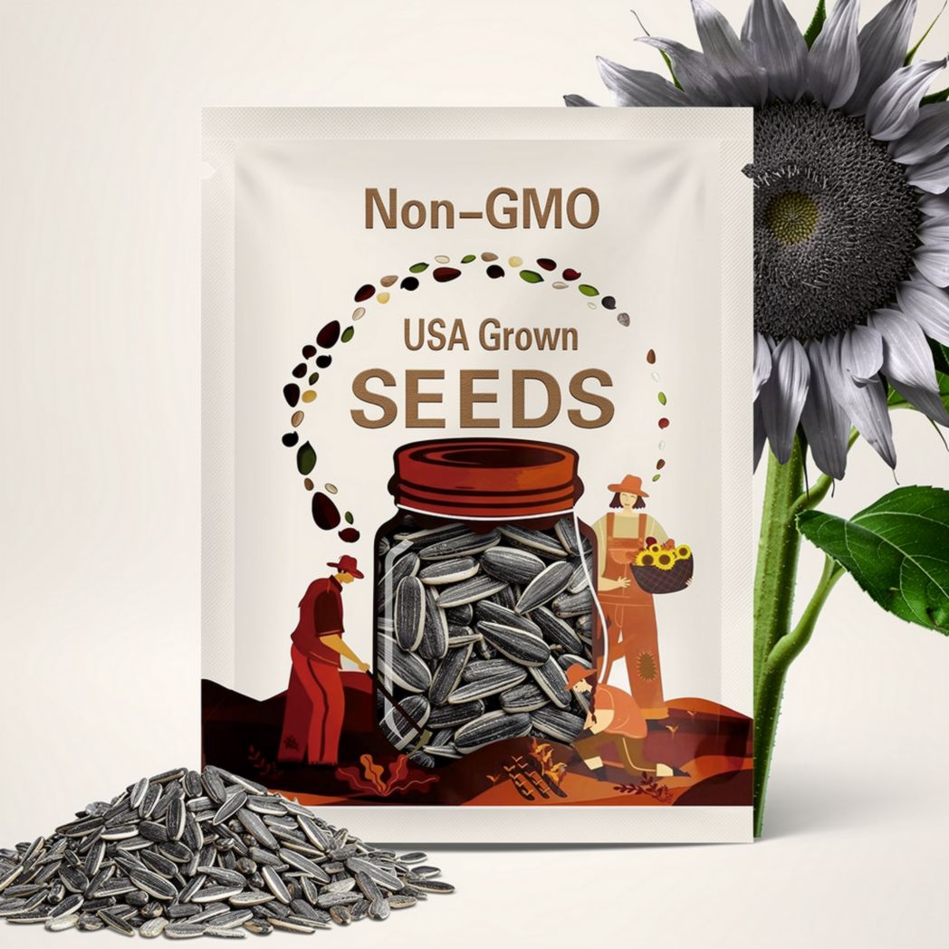 Mammoth Grey Stripe Heirloom Sunflower Seeds - Open Pollinated, Flower Seeds, Non-GMO