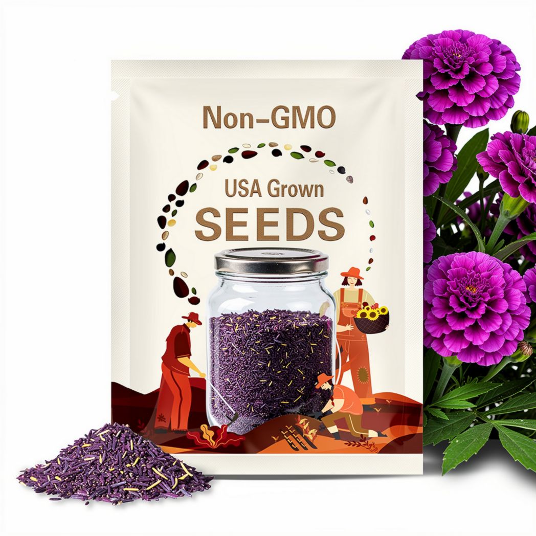 Purple India Marigold Seeds: Padded Shipping Flower - 25 Seeds