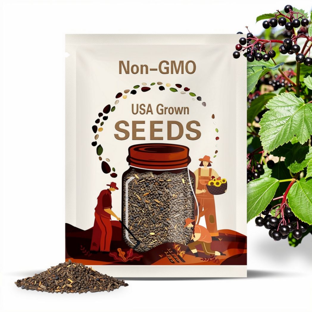 Elderberry Garden Seed Collection - 5 Popular Medicinal Varieties of Native Elderberry Seeds, Medicinal, Native Seeds, Garden Gift, Non-GMO