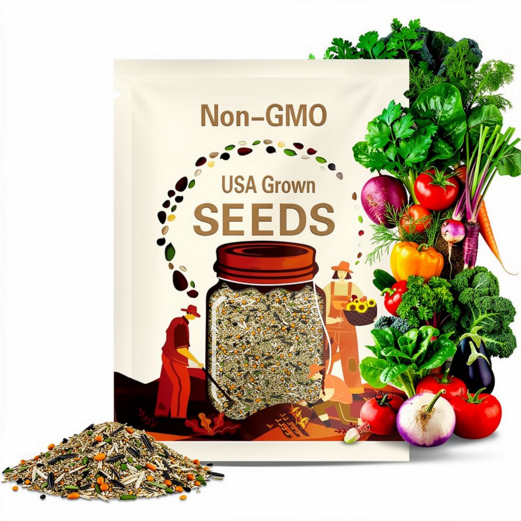 Deluxe Organic Garden Seed Kit - Heirloom, Non GMO Healthy Seeds
