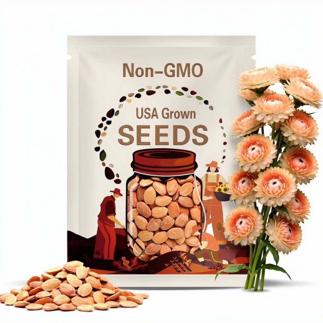 Apricot Peach Mix Strawflower Seeds - Drought Tolerant, Long-Lasting Flowers, Attracts Pollinators, Excellent for Drying - Plant in Spring