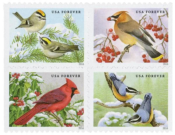 2016 Songbirds in Snow Forever Stamps -(100 Stamps 5 Books)