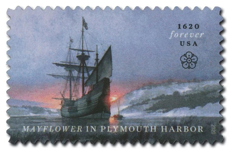 Forever Stamps 2020 Mayflower in Plymouth Harbor  -(100 Stamps 5 Sheets)